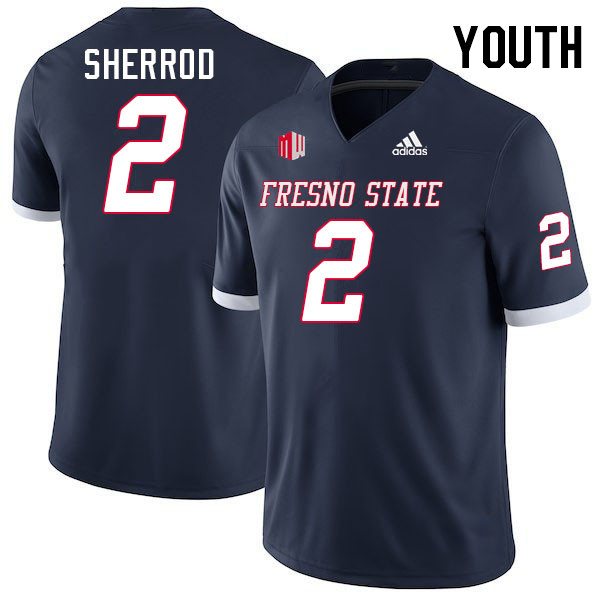 Youth #2 Malik Sherrod Fresno State Bulldogs College Football Jerseys Stitched-Navy